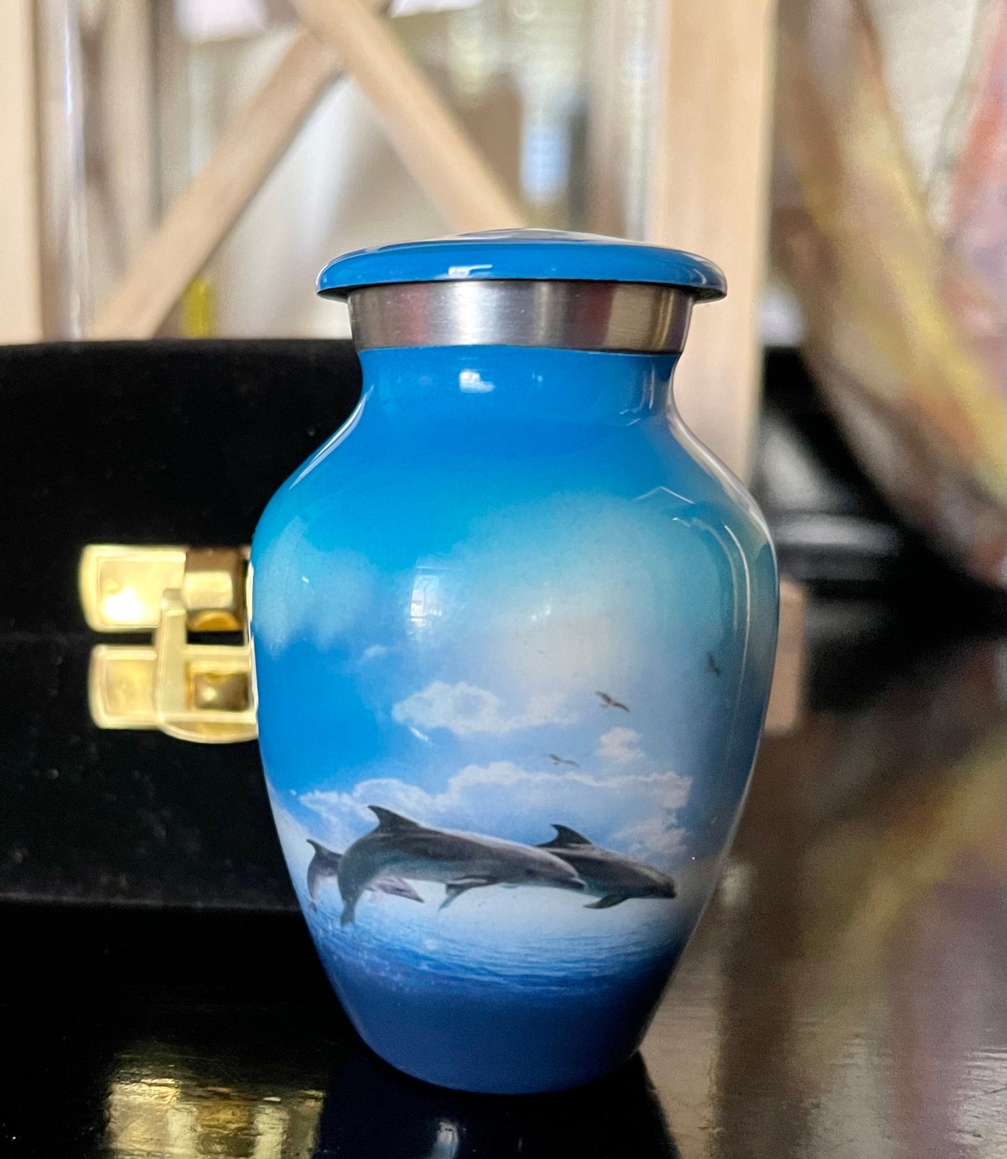 Dolphin Urn for Human Ashes: Ocean Sea Adult Cremation Urn - Dolphin Lovers and Ocean Lovers Urn for Adult Ashes Male and Female