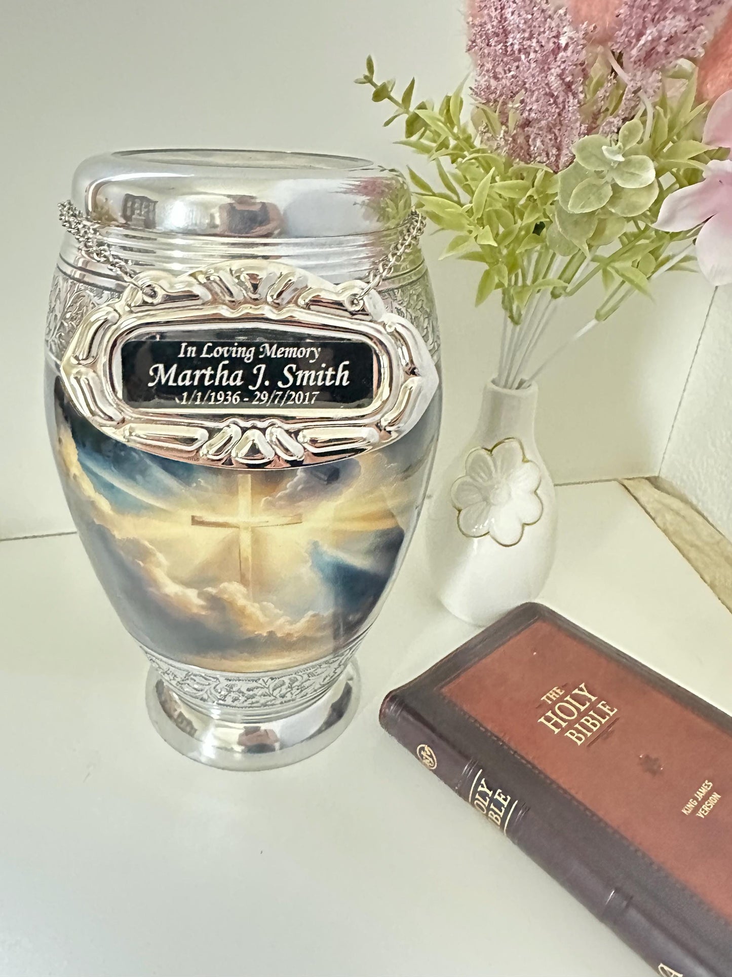 Personalized Memorial Urn Name Tag: Engraved In Loving Memory Plaque