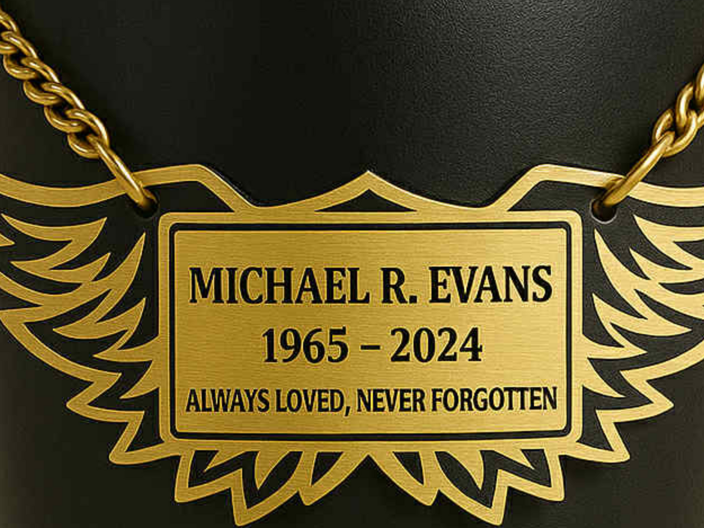 Angel Wings Urn Name Tag - Gold and Silver Metal Plastic with Chain