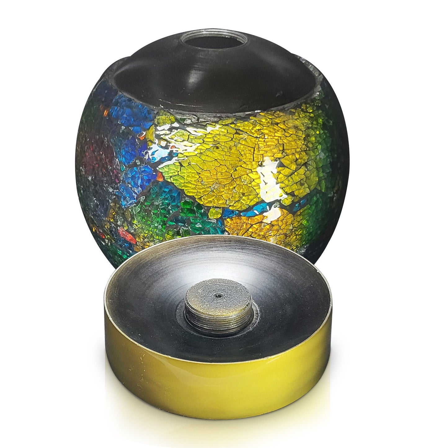 Mosaic Globe Urn for Human Ashes: Rainbow Glass Memorial