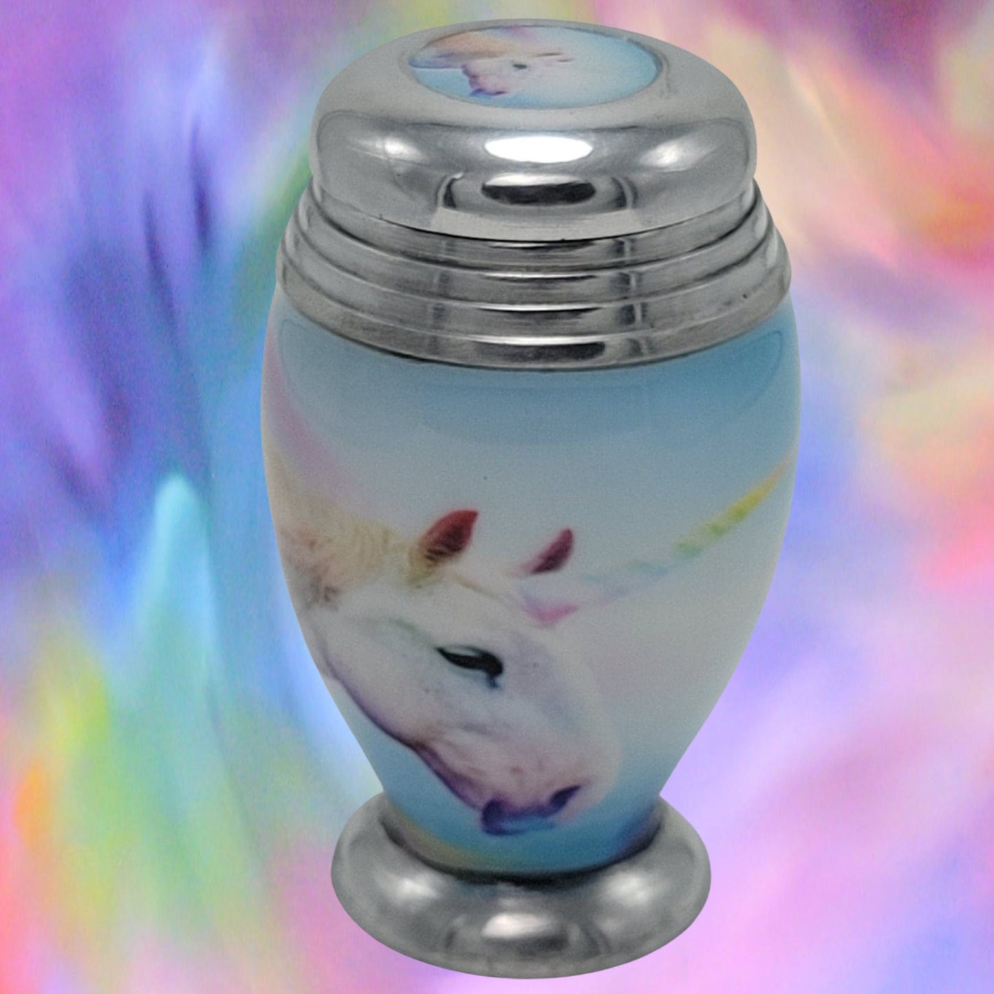 Rainbow Unicorn Urn for Ashes: Small Keepsake Urn (3.5 inches)