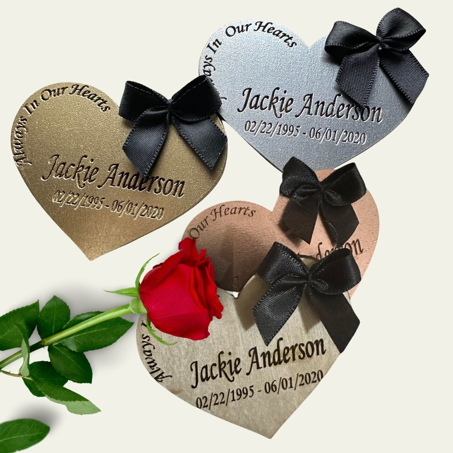 Wood heart with ribbon keepsake.  Personalized token for loved one's funeral- Favor to give as memorial in wakes, visitation (Copy) (Copy) (Copy) (Copy) (Copy)