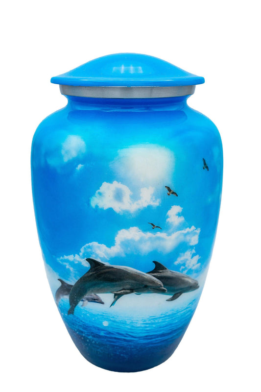 Dolphin Urn for Human Ashes: Ocean Sea Adult Cremation Urn - Dolphin Lovers and Ocean Lovers Urn for Adult Ashes Male and Female