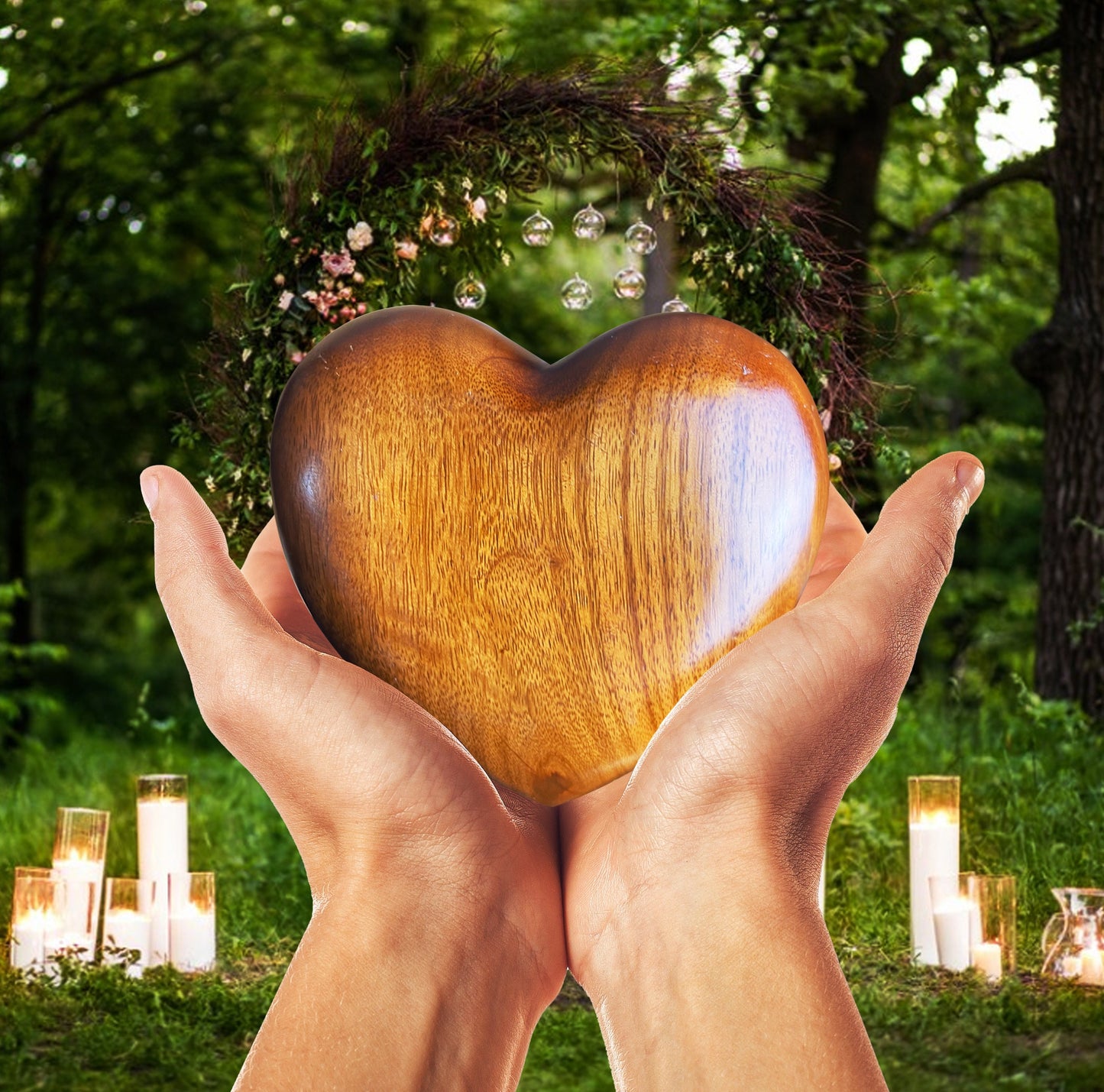 Large Wood Keepsake for Ashes - 4" Heart Keepsake -