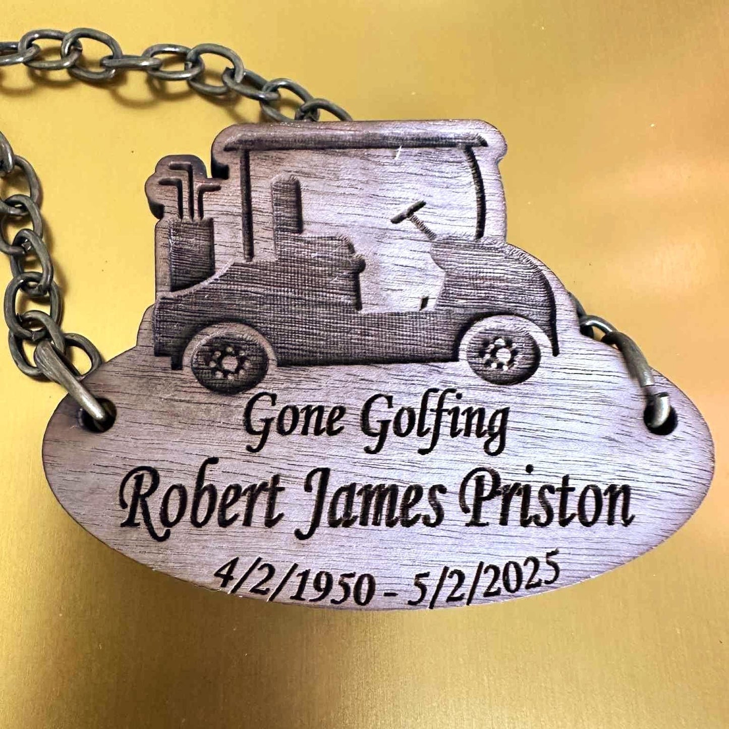 Engraved Gone Fishing in Heaven Wooden Urn Name Tag: Fishing Memorial Plaque