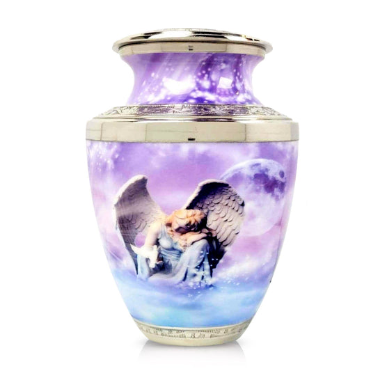 Angel Holding Dove Urn & Keepsake for Human Ashes