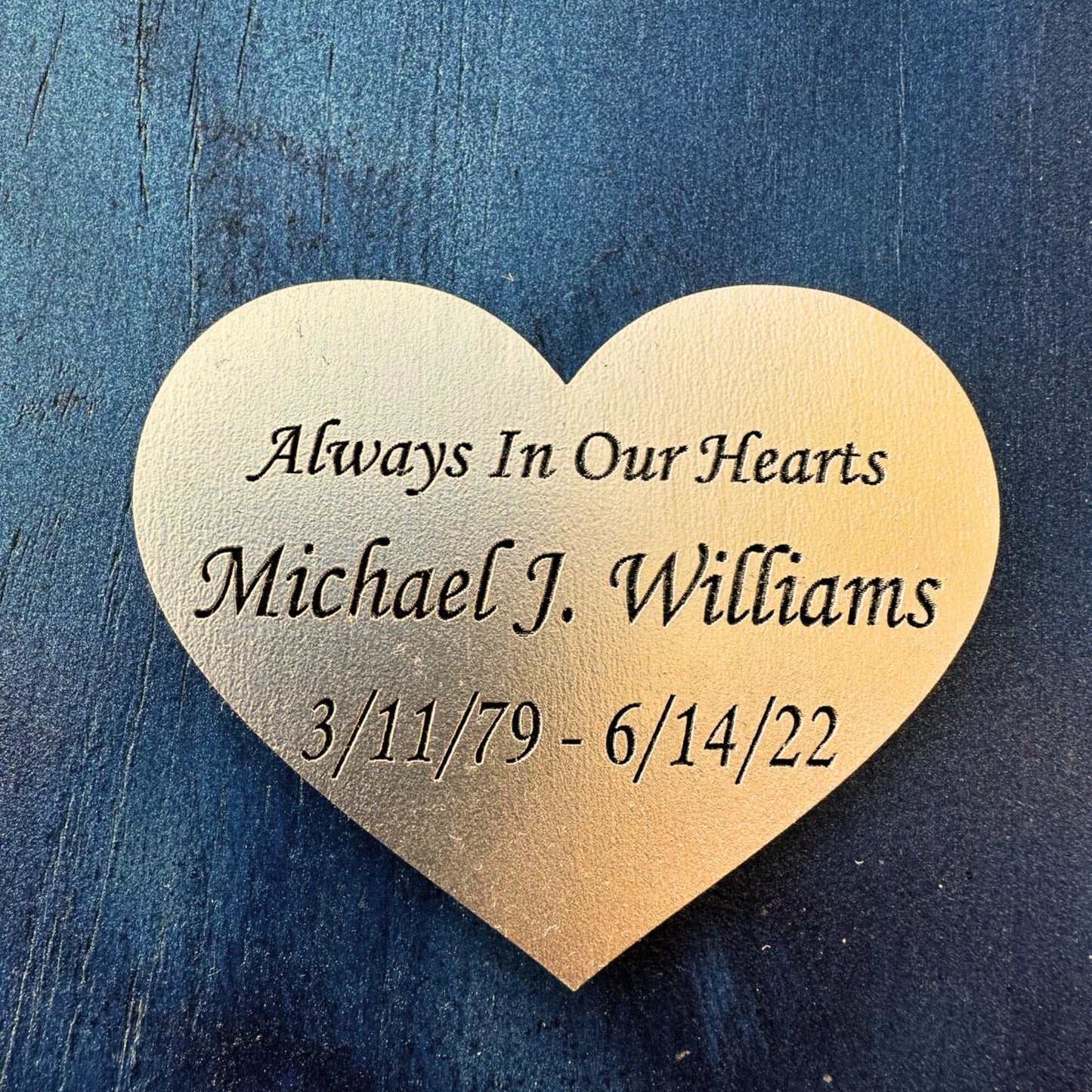 Wood heart funeral favor with laser engraving.  Heart shaped memorial token for celebration of life 2” and 2.5”. Wood, white, gold, silver (Copy)