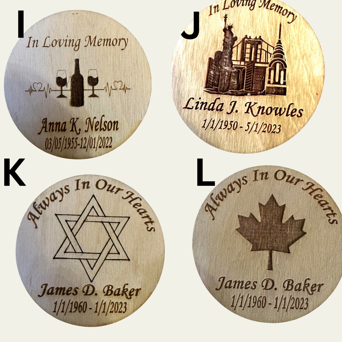 Butterfly keepsake Funeral Favor - Engraved Wood 1.75 inch Memorial Token to give guests at wakes and visitations.