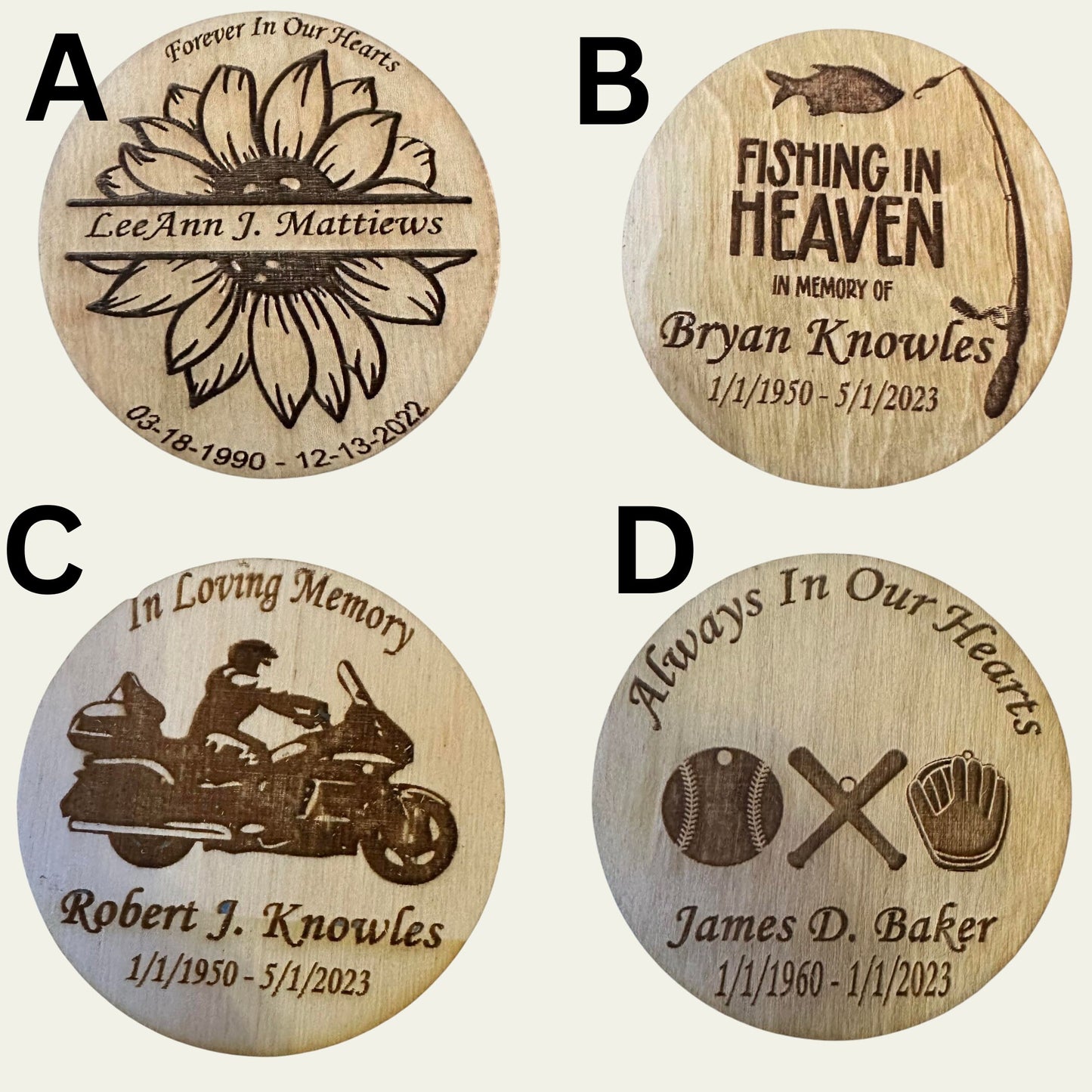 Butterfly keepsake Funeral Favor - Engraved Wood 1.75 inch Memorial Token to give guests at wakes and visitations.
